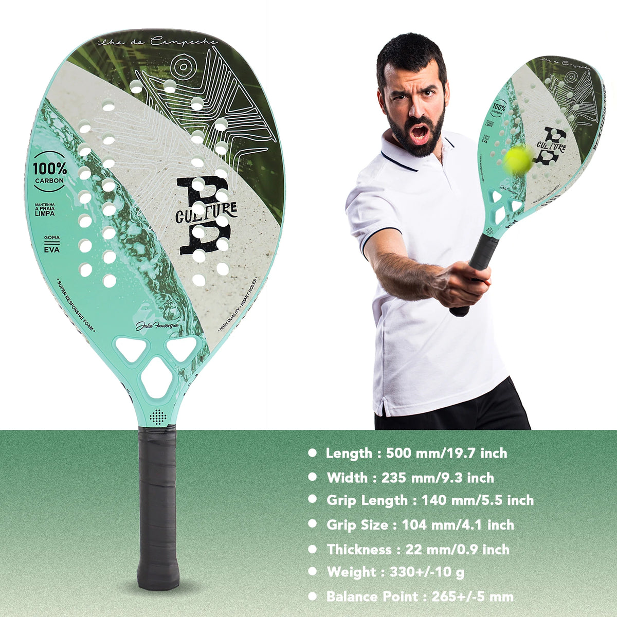 מחבט Beach Tennis מקרבון מלא